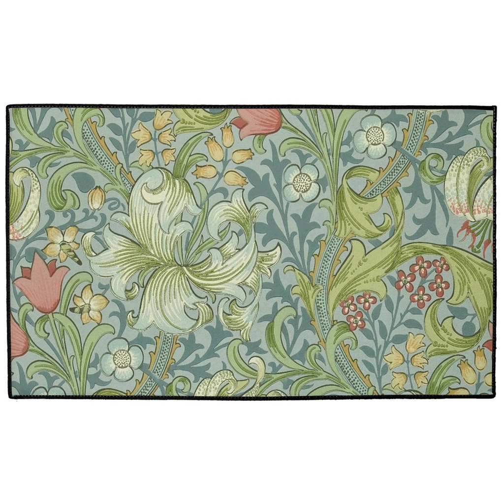 Golden Lily Indoor/Outdoor Floor Mat William Morris Mineral Blue