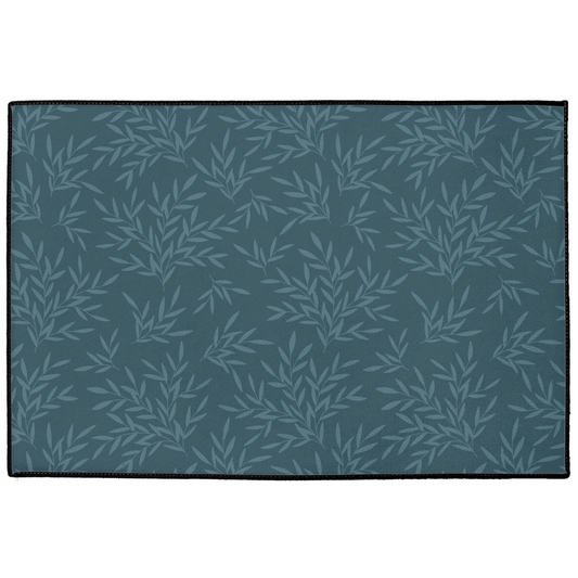 Leaf Indoor/Outdoor Floor Mat William Morris Navy Blue