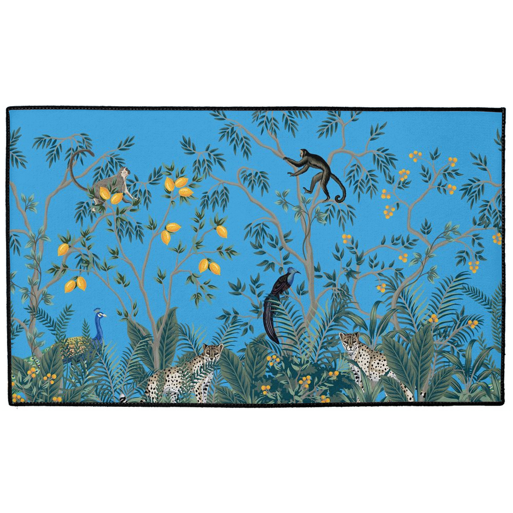 Chinoiserie Jungle Indoor/Outdoor Floor Mat Blue