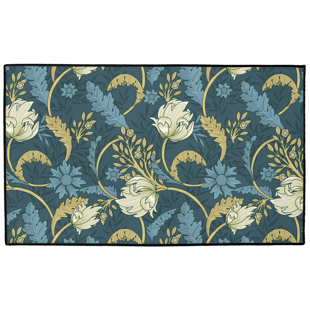 Wild Pimpernel Indoor/Outdoor Floor Mat William Morris Blue Gold