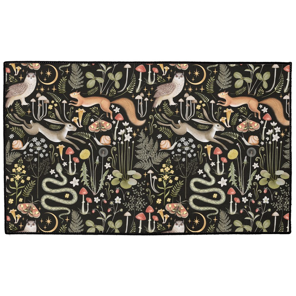 Enchanted Woodland Indoor/Outdoor Floor Mat Black Forest Animals
