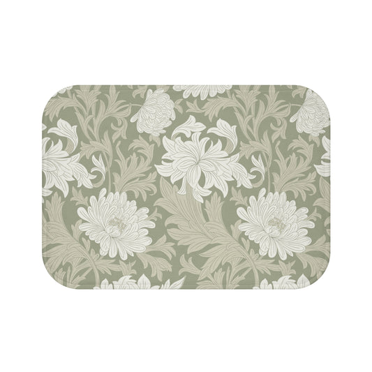 William Morris Bath Mat Chrysanthemum Sage Cream