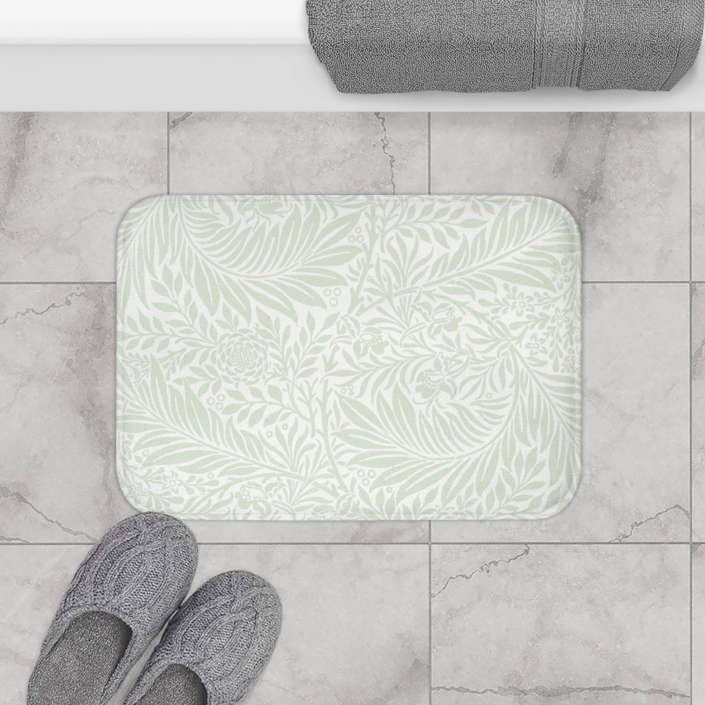 William Morris Bath Mat Larkspur Mint Aqua