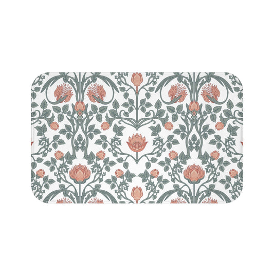 William Morris Bath Mat Art Nouveau Peach Green