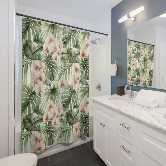 Tropical Jungle Orchid Shower Curtain