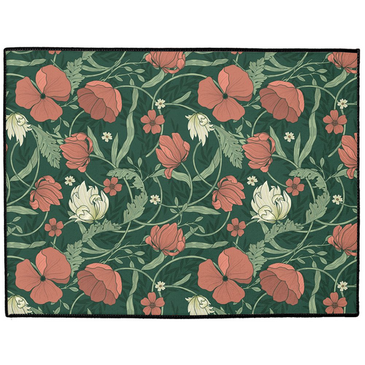 Poppy Indoor/Outdoor Floor Mat William Morris Green Red