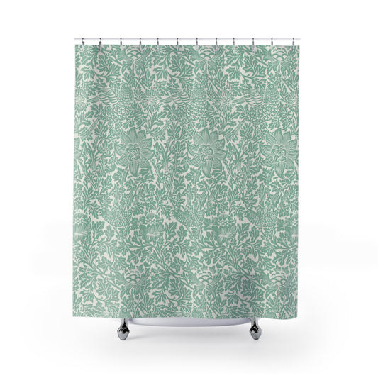 William Morris Bird & Anemone Mint Aqua Shower Curtain