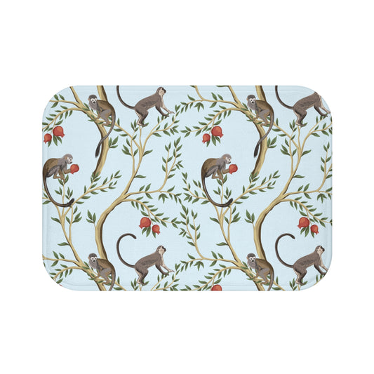 Chinoiserie Bath Mat Playful Pomegranate Monkeys