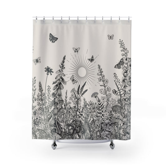 Wildflower Meadow Sunrise Shower Curtain