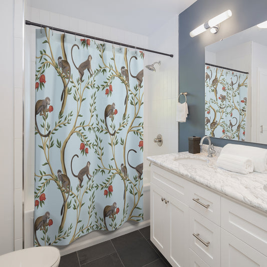 Playful Pomegranate Monkeys Shower Curtain