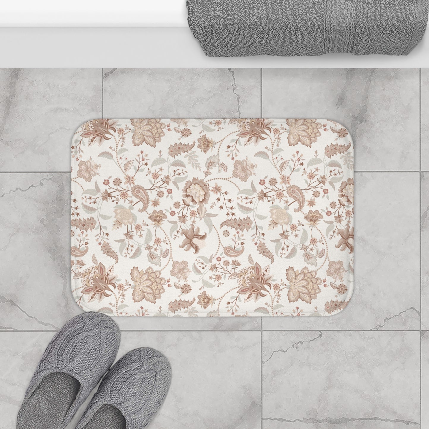 Belvedere Beige Chintz Bath Mat