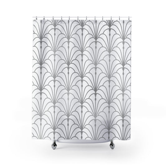 Art Deco Silver Fan Shower Curtain