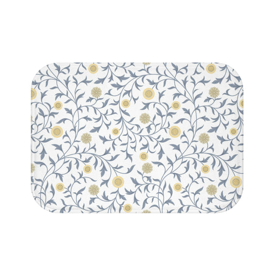 William Morris Bath Mat Scroll Gray Lemon