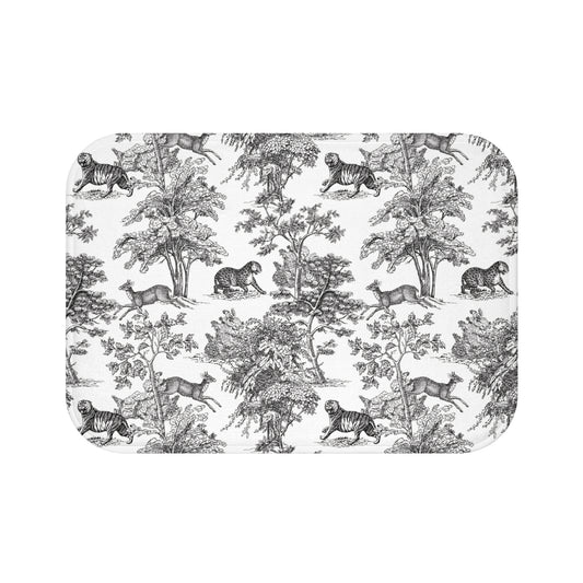 Chinoiserie Bath Mat Exotic Tiger Jungle Black