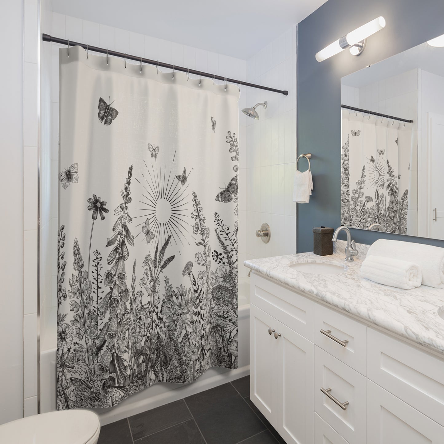 Wildflower Meadow Sunrise Shower Curtain