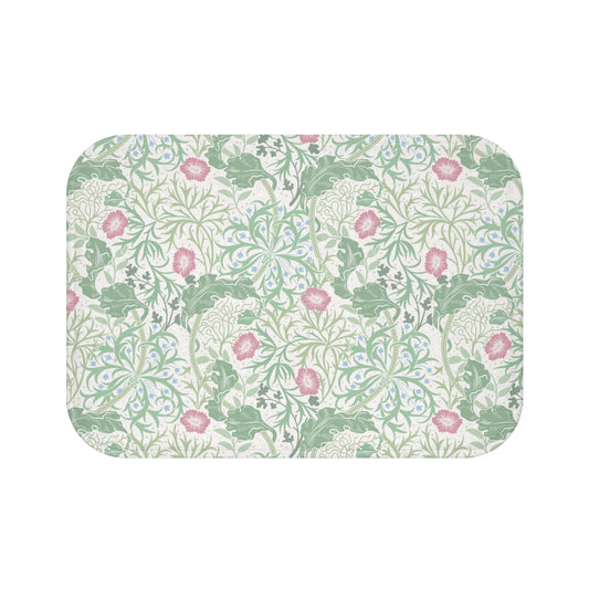 William Morris Bath Mat Seaweed Mint Green & Pink