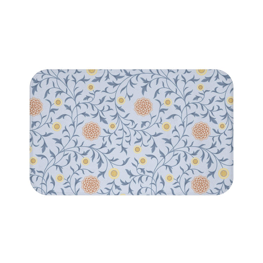 William Morris Bath Mat Scroll Blue Peach