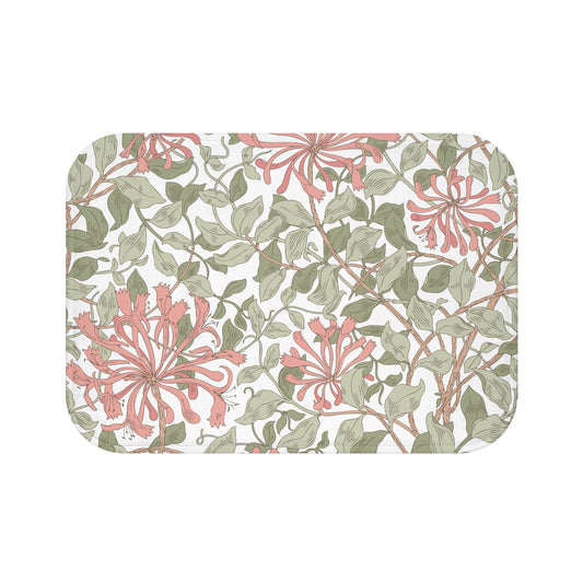 William Morris Bath Mat Honeysuckle Soft Pink & Green