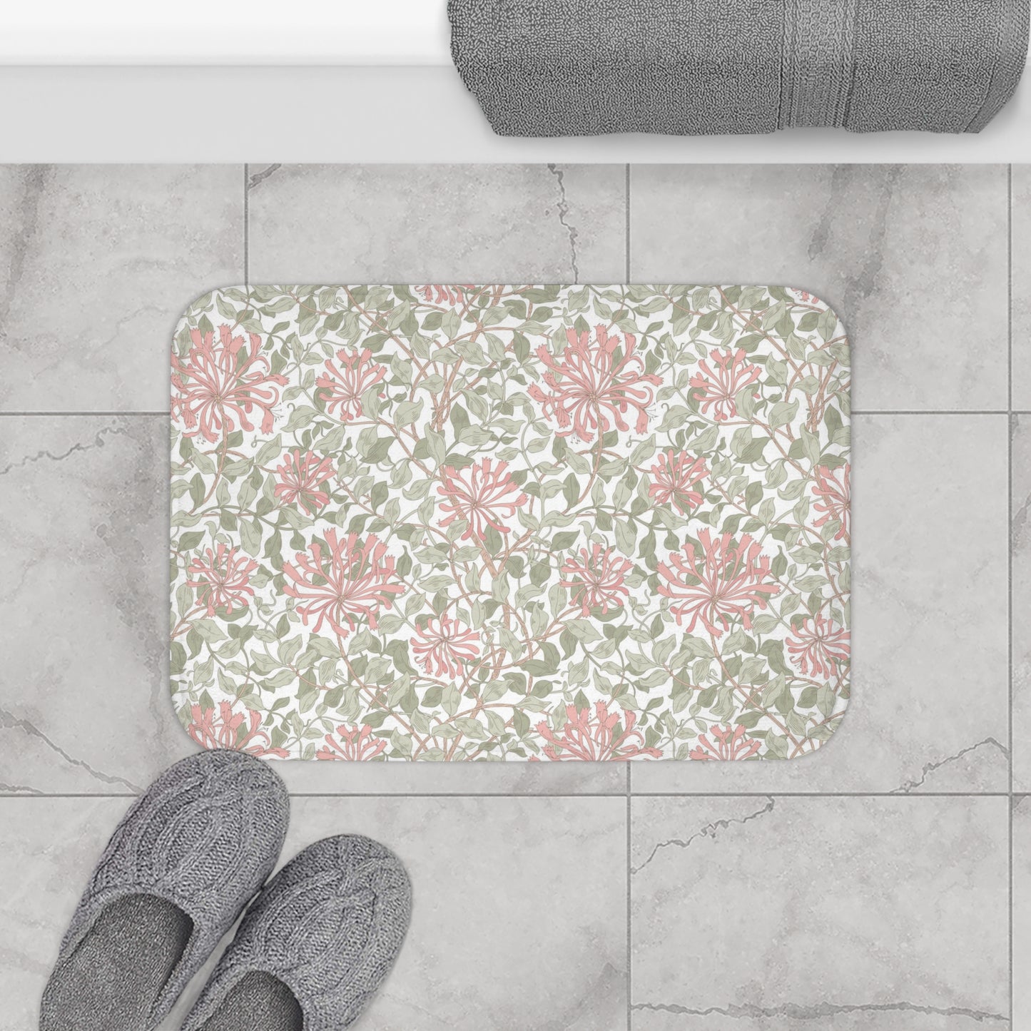 William Morris Bath Mat Honeysuckle Soft Green