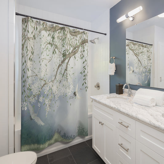 Chinoiserie Misty Cherry Blossom Shower Curtain