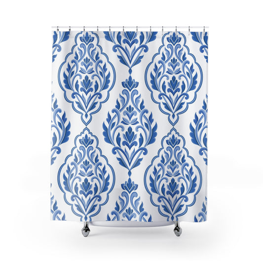 Cavallo Shower Curtain Blue & White