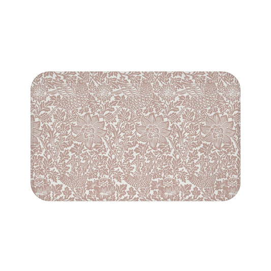 William Morris Bath Mat Bird and Anemone Terracotta