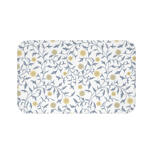 William Morris Bath Mat Scroll Gray Lemon