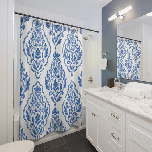 Cavallo Shower Curtain Blue & White