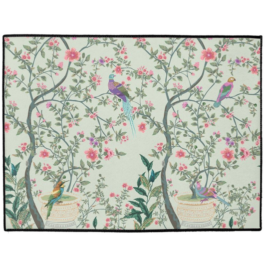 Chinoiserie Indoor/Outdoor Floor Mat Sage Green Floral