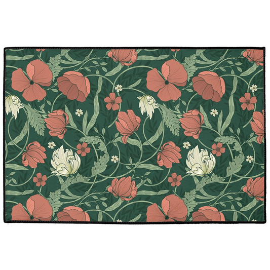 Poppy Indoor/Outdoor Floor Mat William Morris Green Red