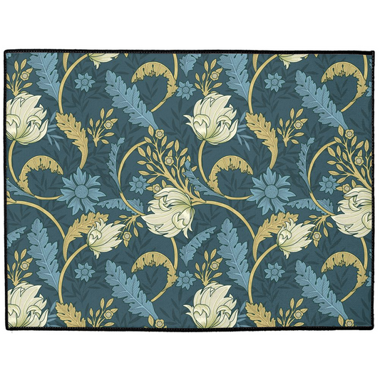 Wild Pimpernel Indoor/Outdoor Floor Mat William Morris Blue Gold
