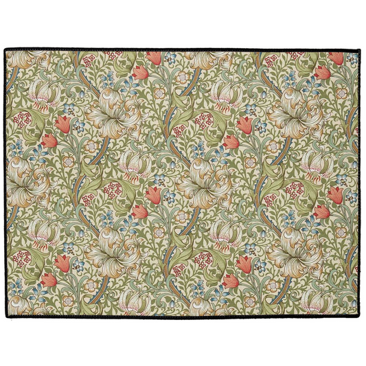 Golden Lily Indoor/Outdoor Floor Mat William Morris Green Gold