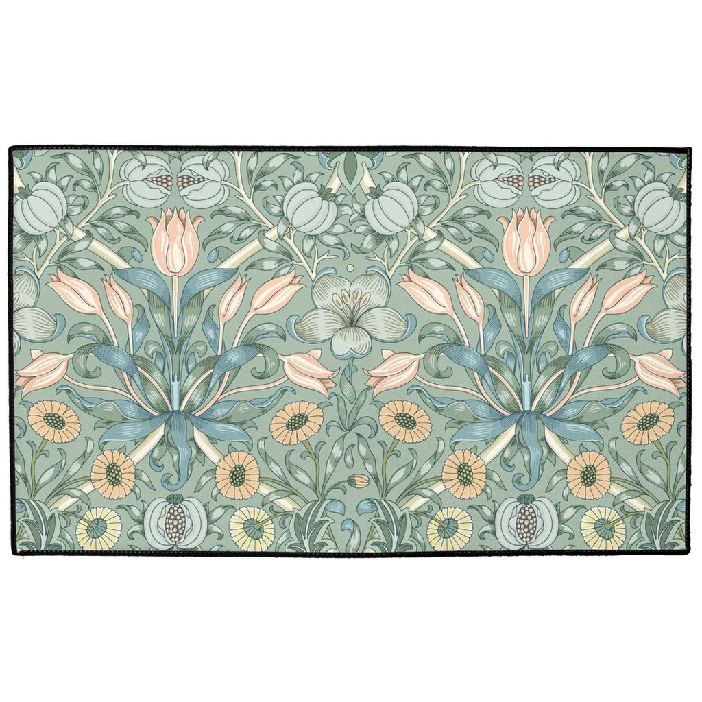 Floral Indoor/Outdoor Floor Mat William Morris Duck Egg Sage