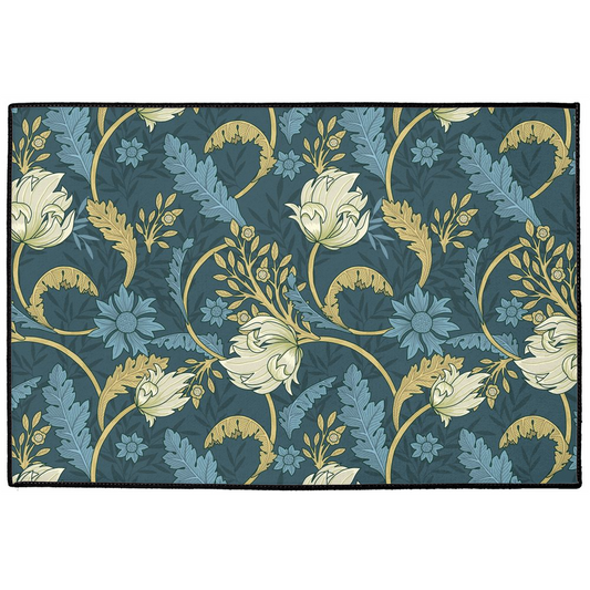 Wild Pimpernel Indoor/Outdoor Floor Mat William Morris Blue Gold
