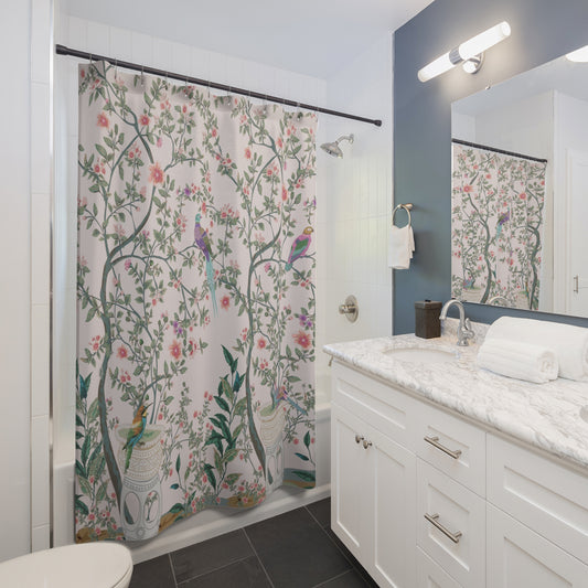 Blush Pink Chinoiserie Garden Shower Curtain