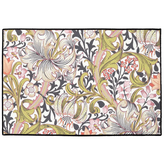 Golden Lily Indoor/Outdoor Floor Mat William Morris Pink Green