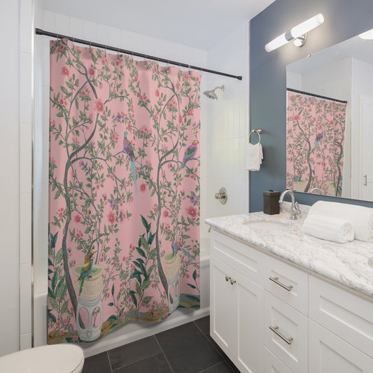 Pink Chinoiserie Garden Shower Curtain