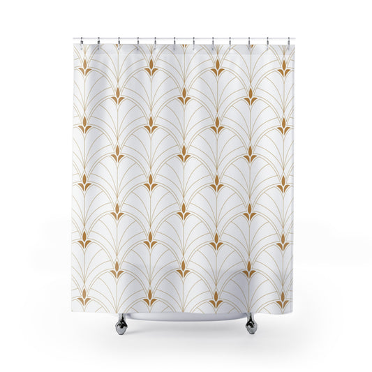 Art Deco Shower Curtain White & Gold