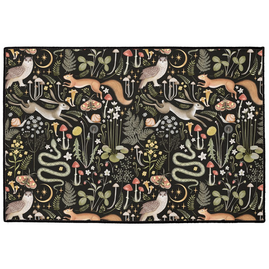 Enchanted Woodland Indoor/Outdoor Floor Mat Black Forest Animals