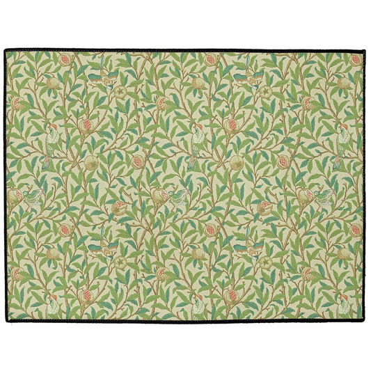 Bird & Pomegranate Indoor/Outdoor Floor Mat William Morris Green Parchment