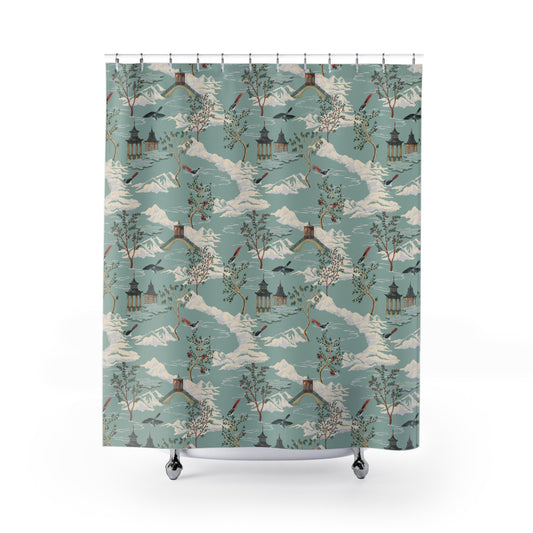Japanese Temple Landscape Shower Curtain