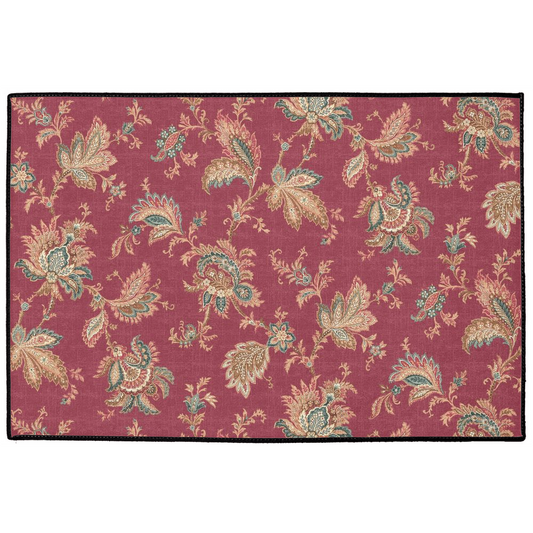 Karnataka Chintz Indoor/Outdoor Floor Mat Dark Rose Pink Floral