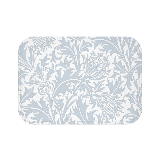 William Morris Bath Mat Thistle Silver Blue Gray