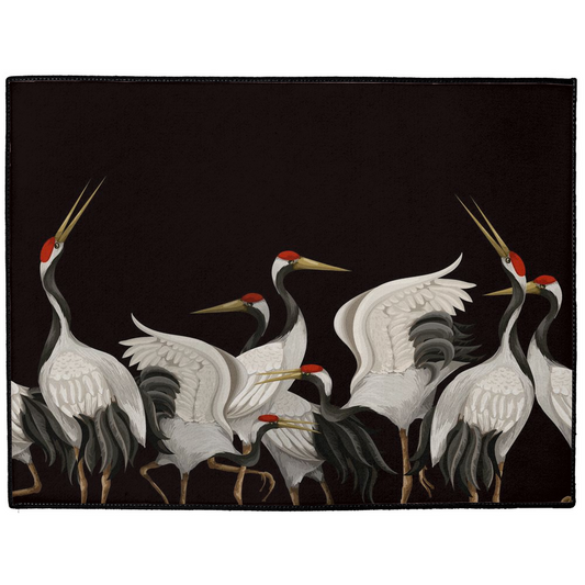 Japanese Heron Indoor/Outdoor Floor Mat Black