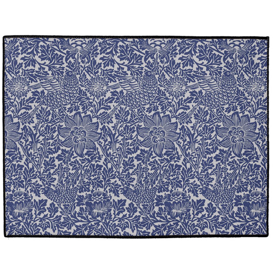 Bird & Anemone Indoor/Outdoor Floor Mat William Morris Dark Navy Blue