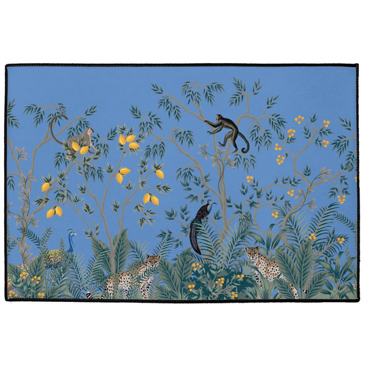 Chinoiserie Jungle Indoor/Outdoor Floor Mat Blue Green