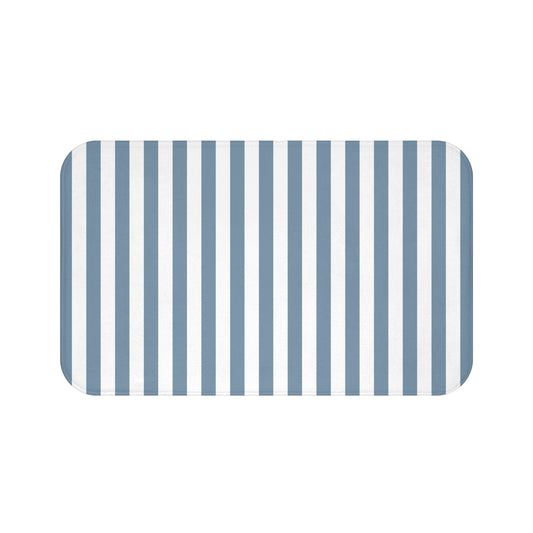 Cabana Stripe Bath Mat Chanbray Blue & White