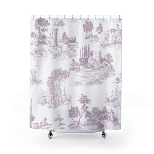 Lilac Blush Toile de Jouy Shower Curtain