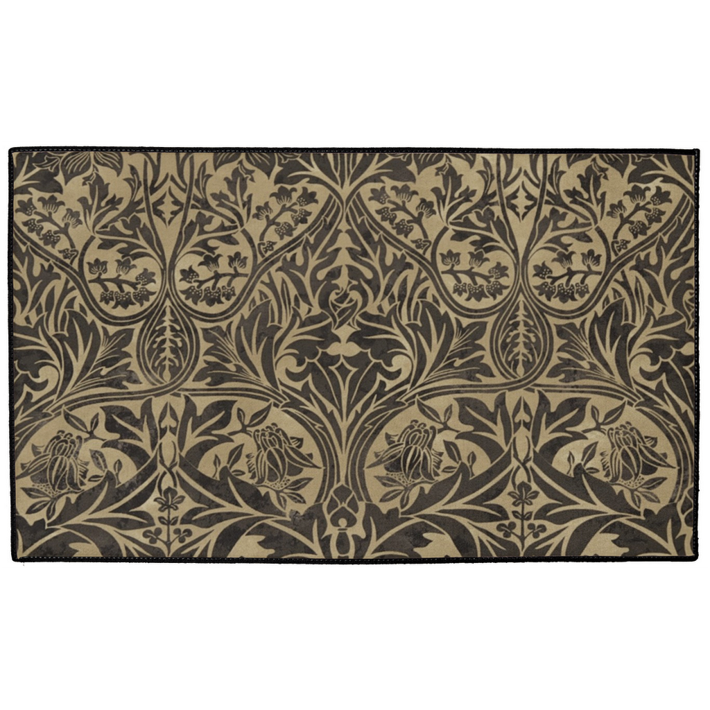 Bluebell Indoor/Outdoor Floor Mat William Morris Black Beige