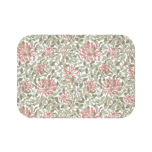 William Morris Bath Mat Honeysuckle Green Pink